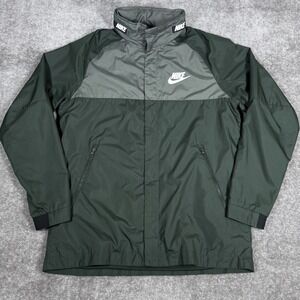 Vintage Nike Windbreaker Jacket Men's Medium Green Full Zip‎ Hooded Lightweight